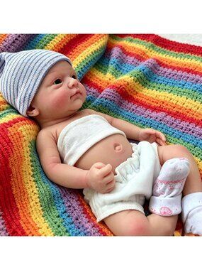 Realistic 12" Micro Preemie Silicone Baby Doll - Full Body, Open Eyes, Newborn